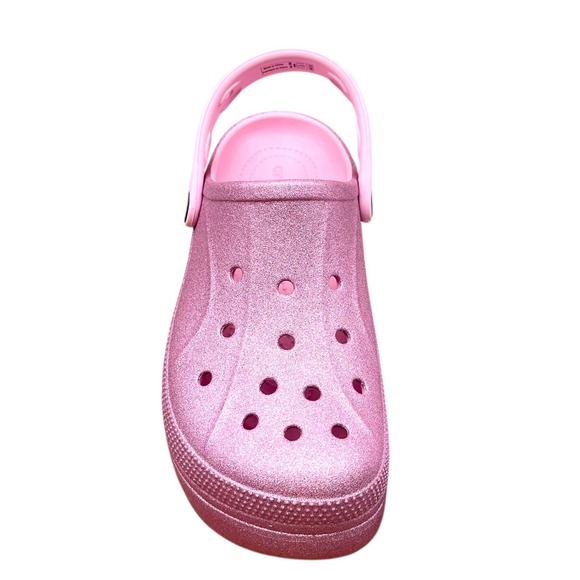 Crocs Womens Mega Wedge Platform Clog Size 7 Rose Glitter Slip-on Water Friendly - Picture 6 of 14